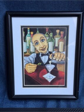 Size 11x9 - Art Deco Expressive Bartender Martini Framed Art Print Bar Decor